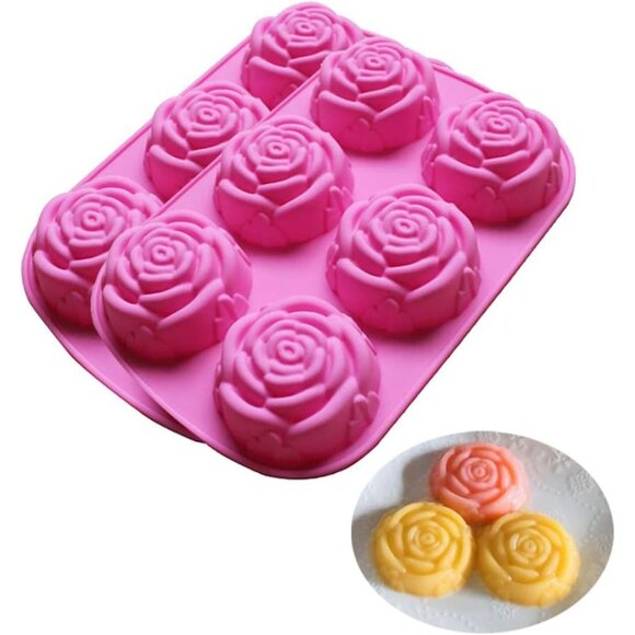Other - Silicone Mold for Handmade Soap Cake Jelly Pudding Chocolate 6 Cavity Rose Flowe